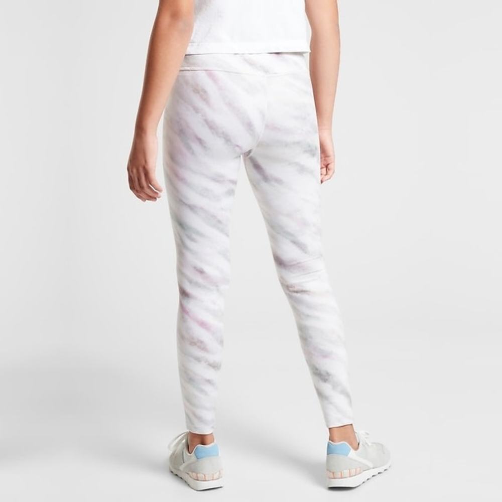 Athleta Kids Girl Printed Chit Chat Tight Leggings White Gray Pink Green Sz L/12